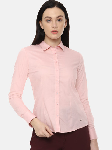 

Van Heusen Woman Women Pink Opaque Cotton Casual Shirt
