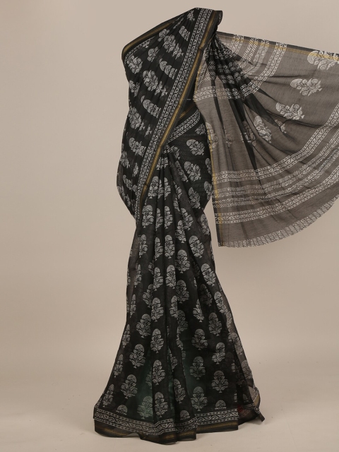 

Pothys Black & White Ethnic Motifs Cotton Blend Saree