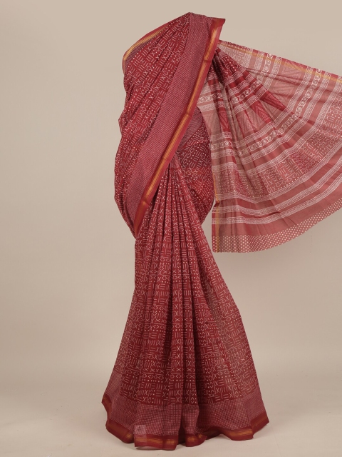 

Pothys Maroon & White Geometric Printed Saree