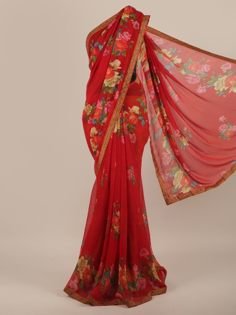 

Pothys Red & Green Floral Printed Saree