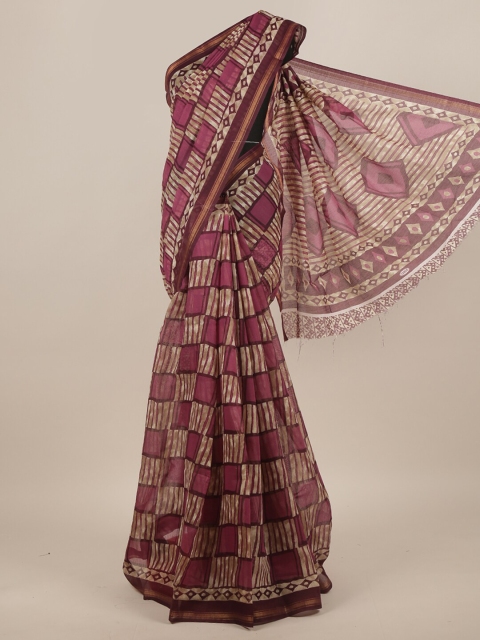 

Pothys Pink & Beige Geometric Printed Saree