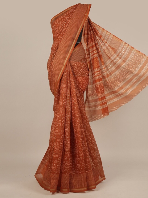 

Pothys Brown & White Printed Saree