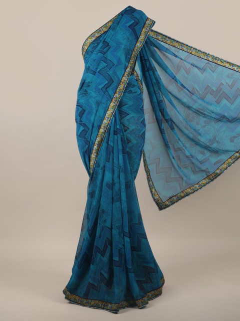 

Pothys Blue & Yellow Printed Saree