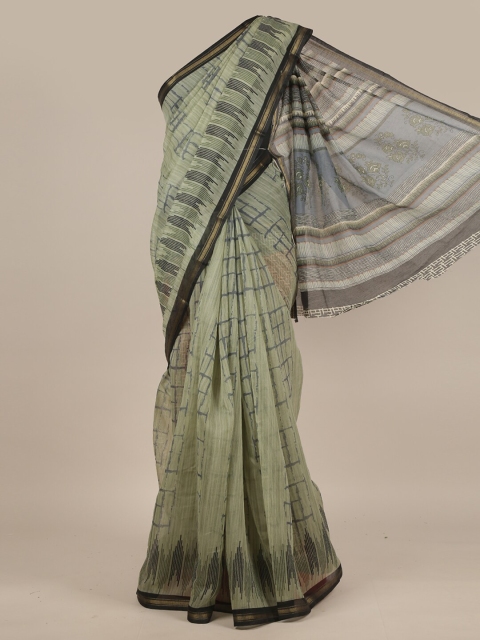 

Pothys Green & Navy Blue Printed Saree