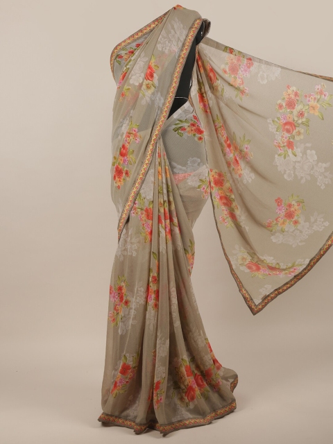 

Pothys Grey & Red Floral Printed Saree