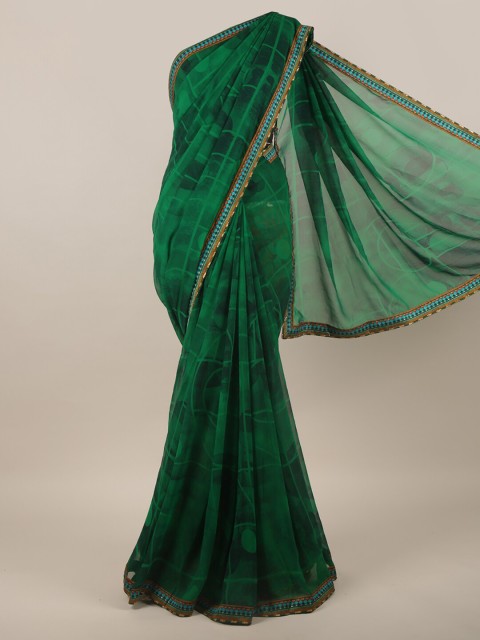 

Pothys Green Poly Chiffon Abstract Printed Saree