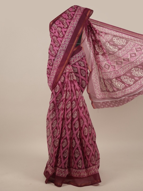 

Pothys Pink & Maroon Floral Zari Saree