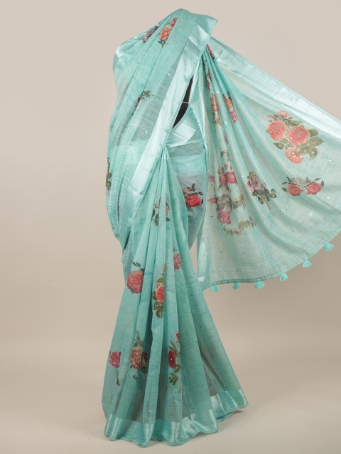 

Pothys Green & Pink Floral Saree