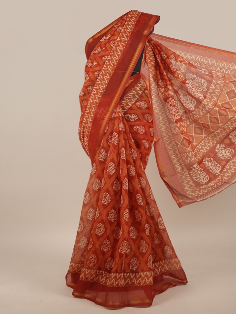 

Pothys Rust & White Floral Printed Saree