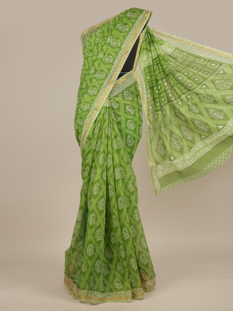 

Pothys Green & White Floral Saree
