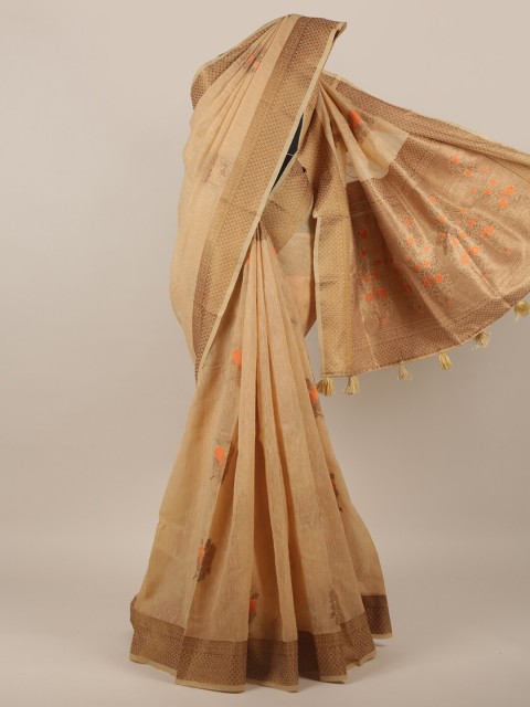 

Pothys Beige Floral Zari Saree