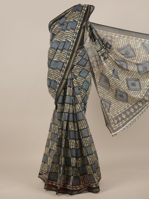 

Pothys Grey & Black Printed Saree