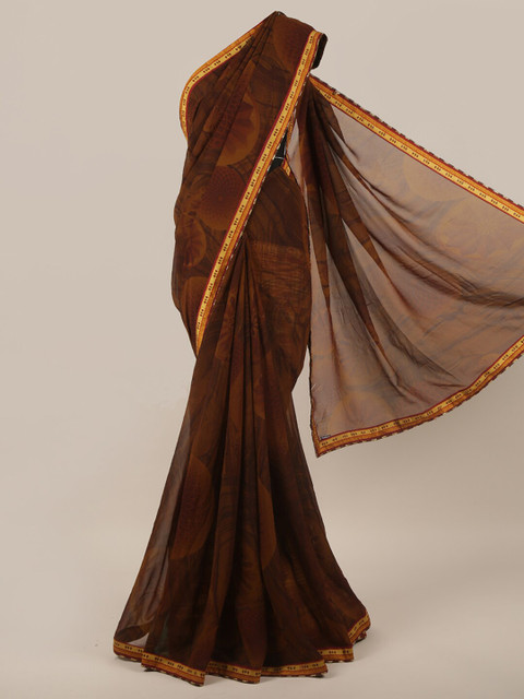 

Pothys Brown & Gold-Coloured Abstract Printed Saree