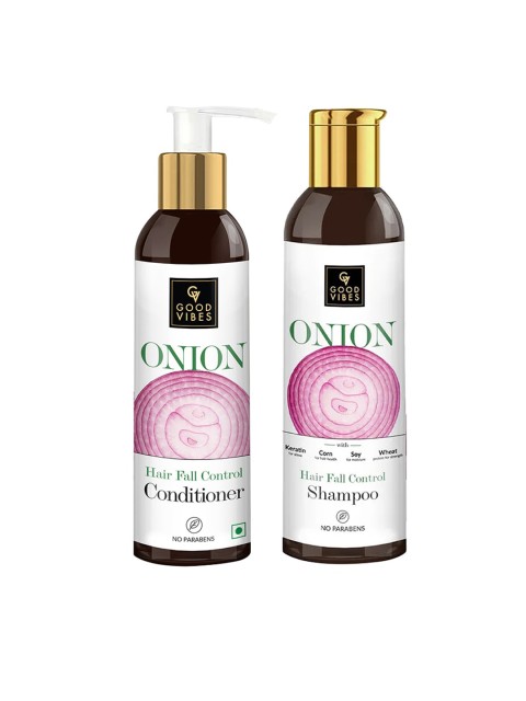 

Good Vibes Set of 2 Onion Hair Care Combo - Shampoo & Conditioner, Transparent