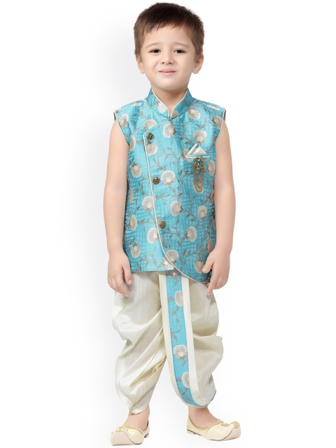 

Jeetethnics Boys Blue Printed Regular Kurta with Dhoti Pants