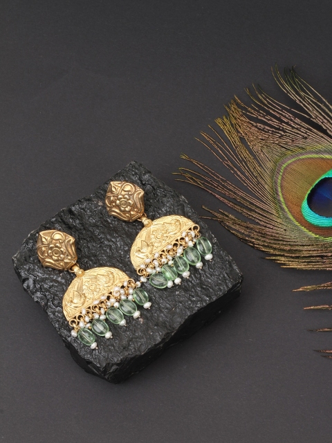 

SANGEETA BOOCHRA Gold-Toned Geometric Jhumkas Earrings