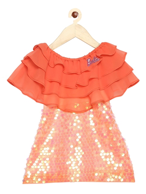 

Barbie by Many Frocks & Peach-Coloured Georgette A-Line Dress