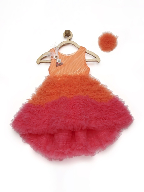 

Barbie by Many Frocks & Peach-Coloured & Red Net A-Line Dress