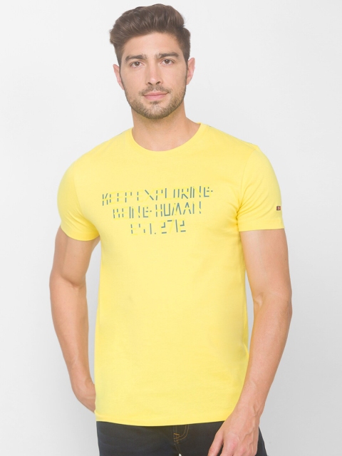 

Being Human Men Yellow Typography Printed T-shirt