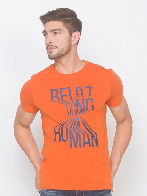 

Being Human Men Rust Orange Typography Printed Cotton T-shirt