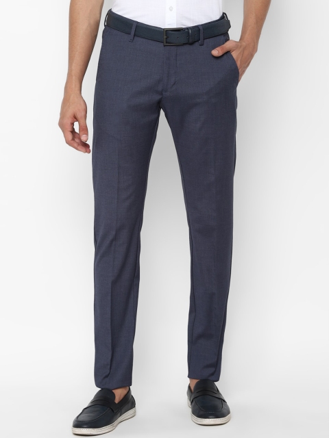 

Allen Solly Men Navy Blue Textured Slim Fit Formal Trousers