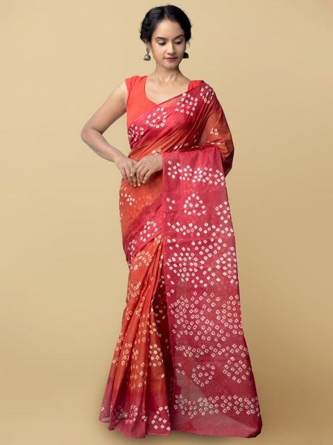 

Unnati Silks Red & Pink Bandhani Printed Pure Cotton Bandhani Saree