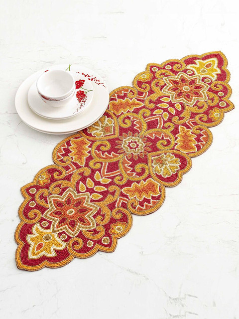

Home Centre Red & Yellow Beaded Prosperity Table Runner