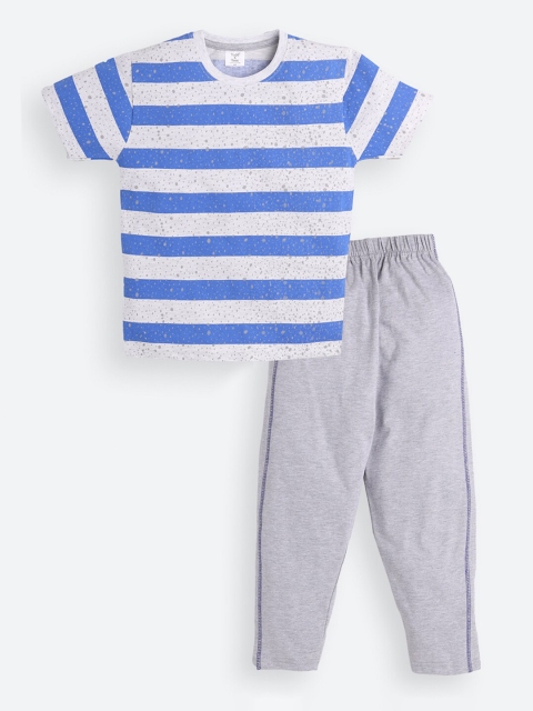 

Todd N Teen Boys Blue & Grey Printed T-shirt with Track Pants