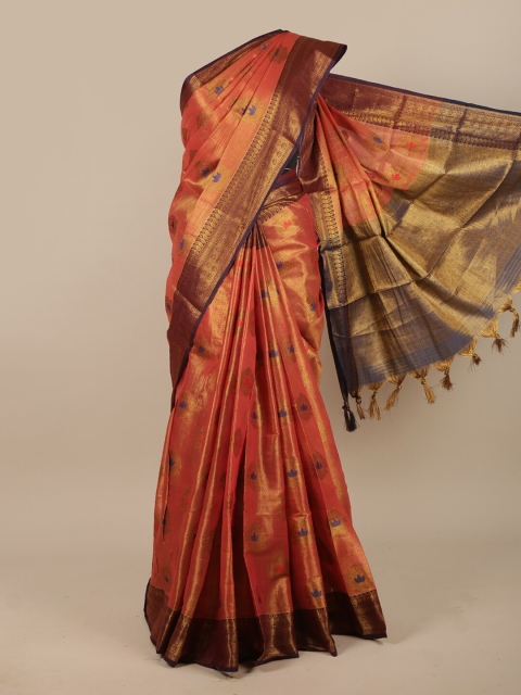 

Pothys Rust & Gold-Toned Woven Design Zari Jute Silk Saree