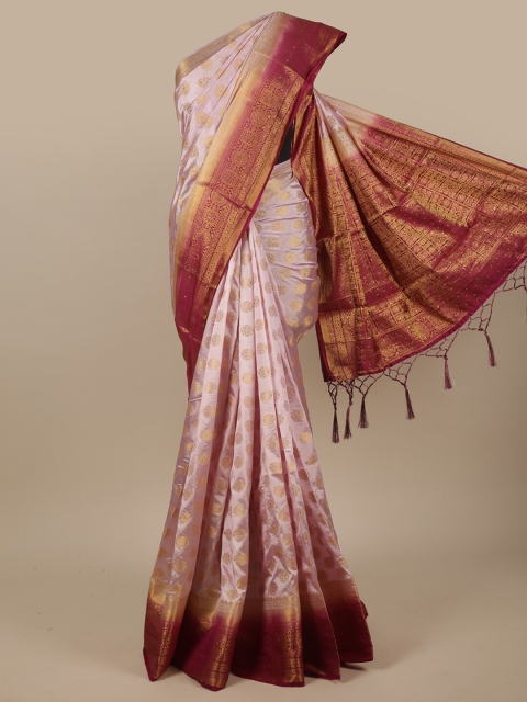 

Pothys Lavender & Red Woven Design Jute Silk Saree