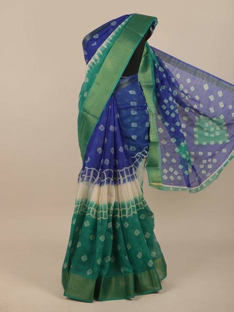

Pothys Green & Blue Bandhani Zari Saree