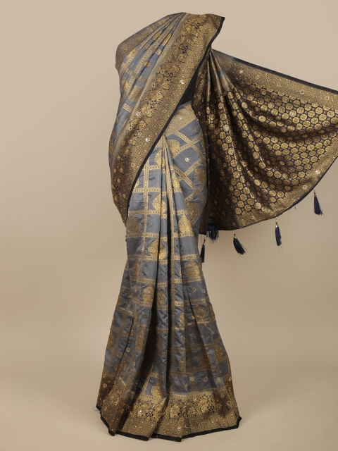 

Pothys Grey & Black Woven Design Jute Silk Saree