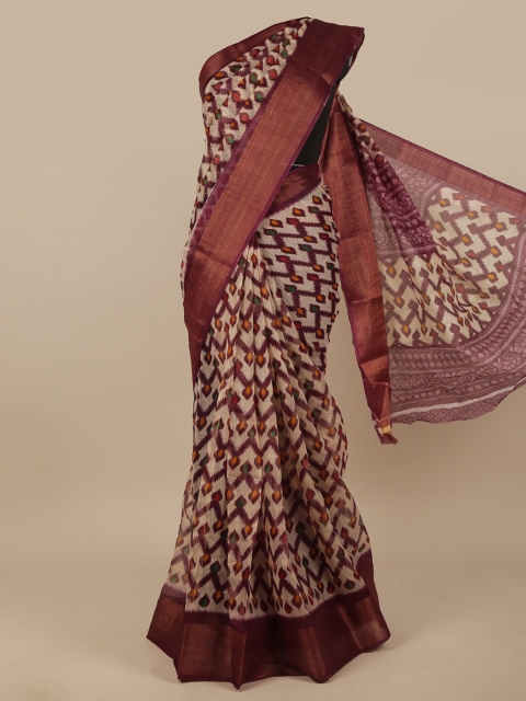 

Pothys Purple & Beige Printed Zari Saree