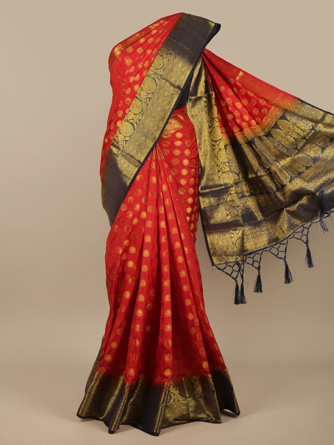 

Pothys Red & Navy Blue Woven Design Zari Jute Silk Saree