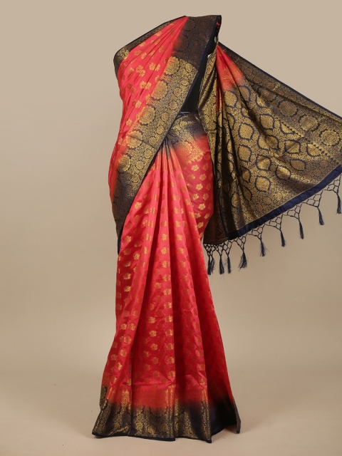 

Pothys Pink & Navy Blue Woven Design Zari Jute Silk Saree