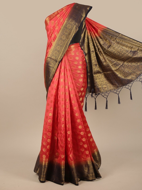 

Pothys Pink & Blue Woven Design Jute Silk Saree