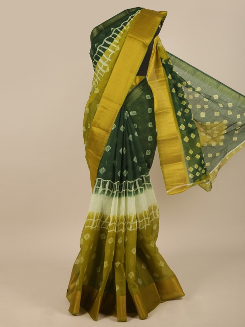 

Pothys Green & Yellow Bandhani Cotton Blend Saree