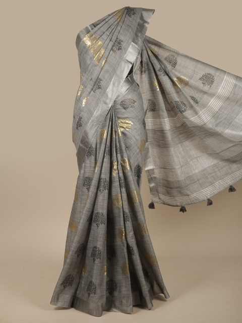 

Pothys Grey & Black Floral Printed Zari Saree