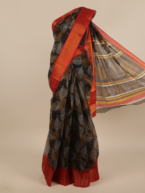 

Pothys Black & White Floral Patchwork Saree