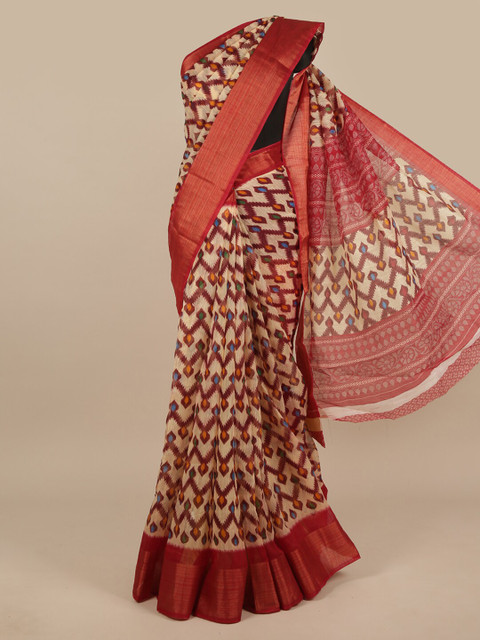 

Pothys Maroon & Red Floral Zari Saree