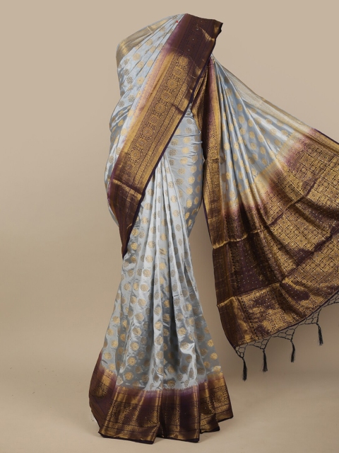 

Pothys Grey & Gold-Toned Woven Design Jute Silk Saree