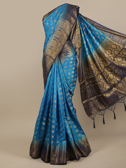 

Pothys Blue & Black Ethnic Motifs Zari Jute Silk Saree