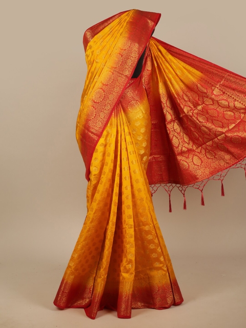 

Pothys Yellow & Red Woven Design Zari Jute Silk Saree
