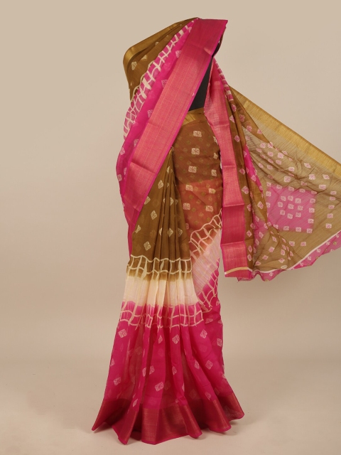 

Pothys Pink & White Bandhani Saree
