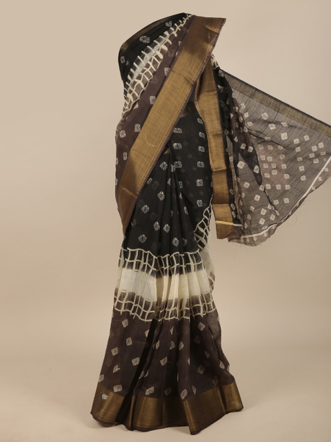 

Pothys Black & White Floral Printed Zari Saree