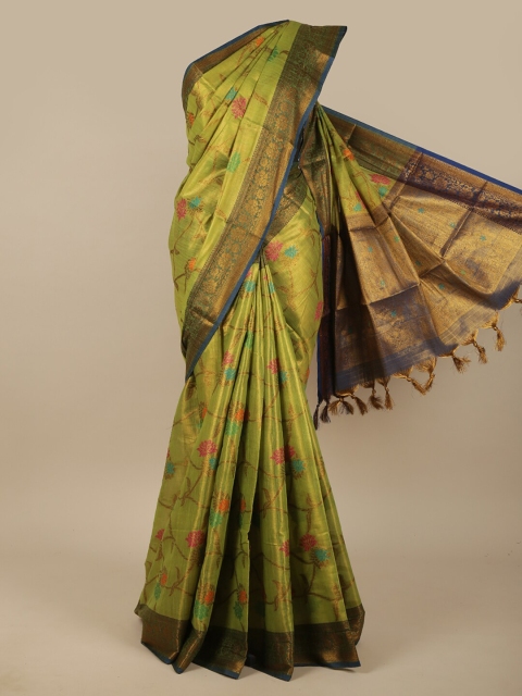 

Pothys Green & Pink Woven Design Zari Jute Silk Saree