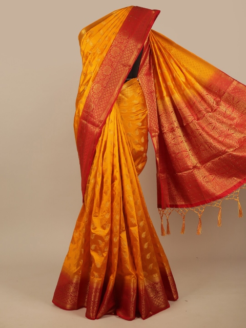 

Pothys Yellow & Red Woven Design Zari Jute Silk Saree