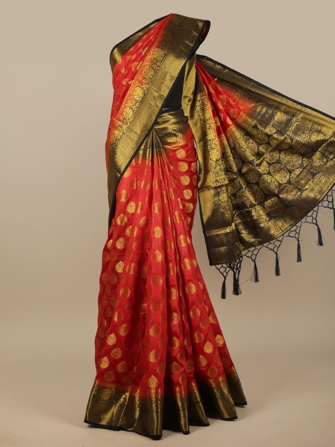 

Pothys Red & Black Woven Design Zari Jute Silk Saree