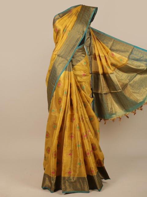 

Pothys Yellow Woven Design Zari Jute Silk Saree