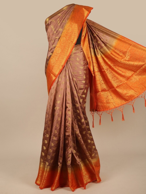 

Pothys Copper-Toned & Orange Woven Design Zari Jute Silk Saree
